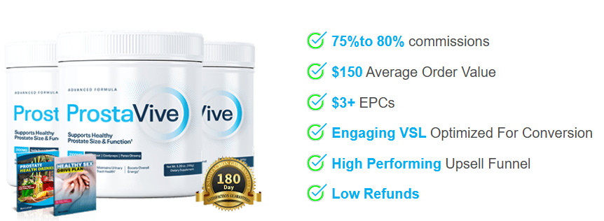 ProstaVive · Prostate Health · Earn 75–80% Per Sale